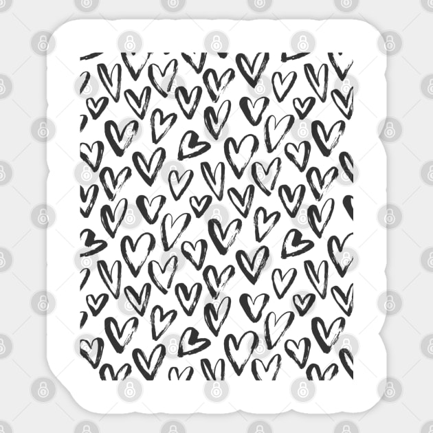 Black Hand Drawn Hearts | Anti-Valentines Day Sticker by DesignsbyZazz